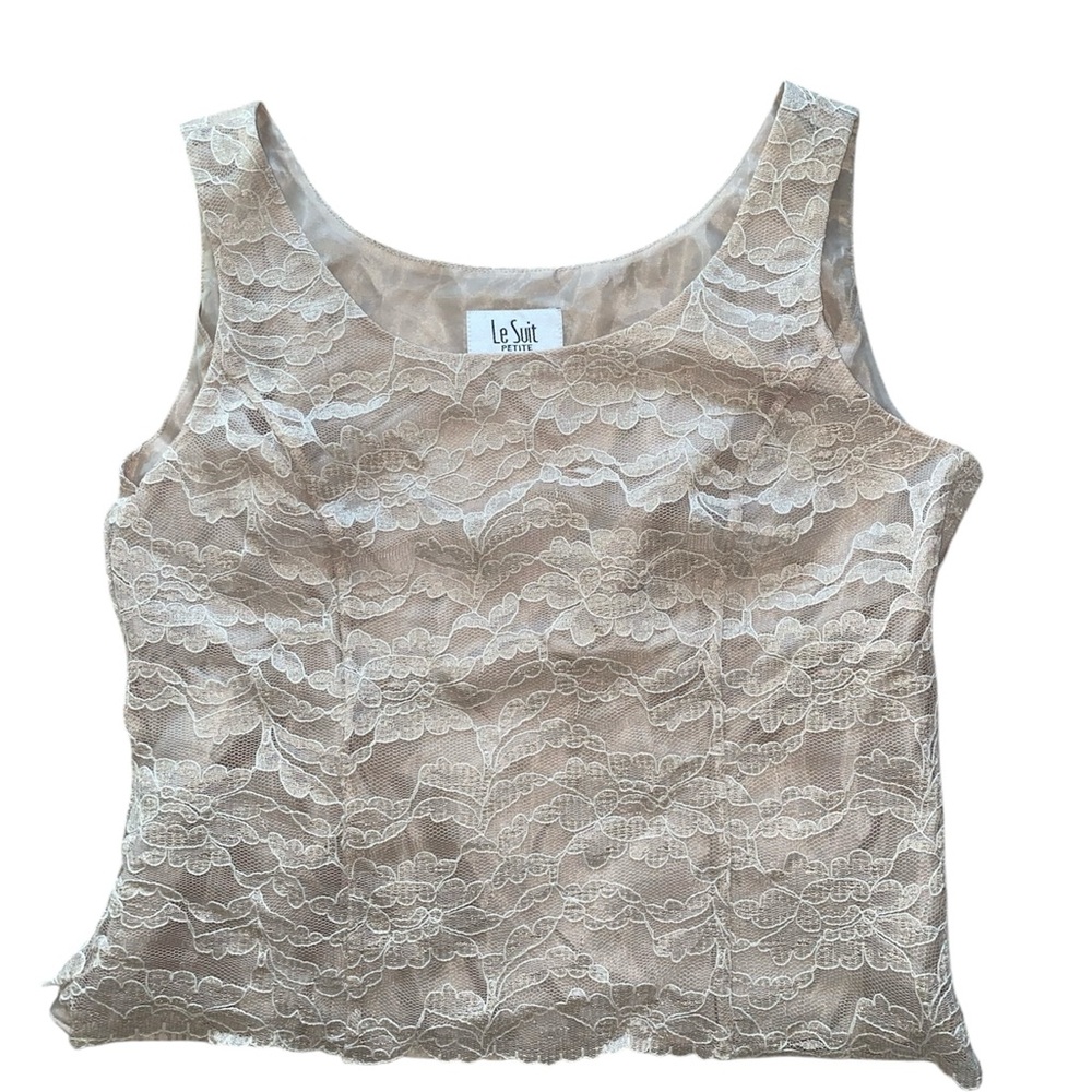 vintage tan lace structured tank top